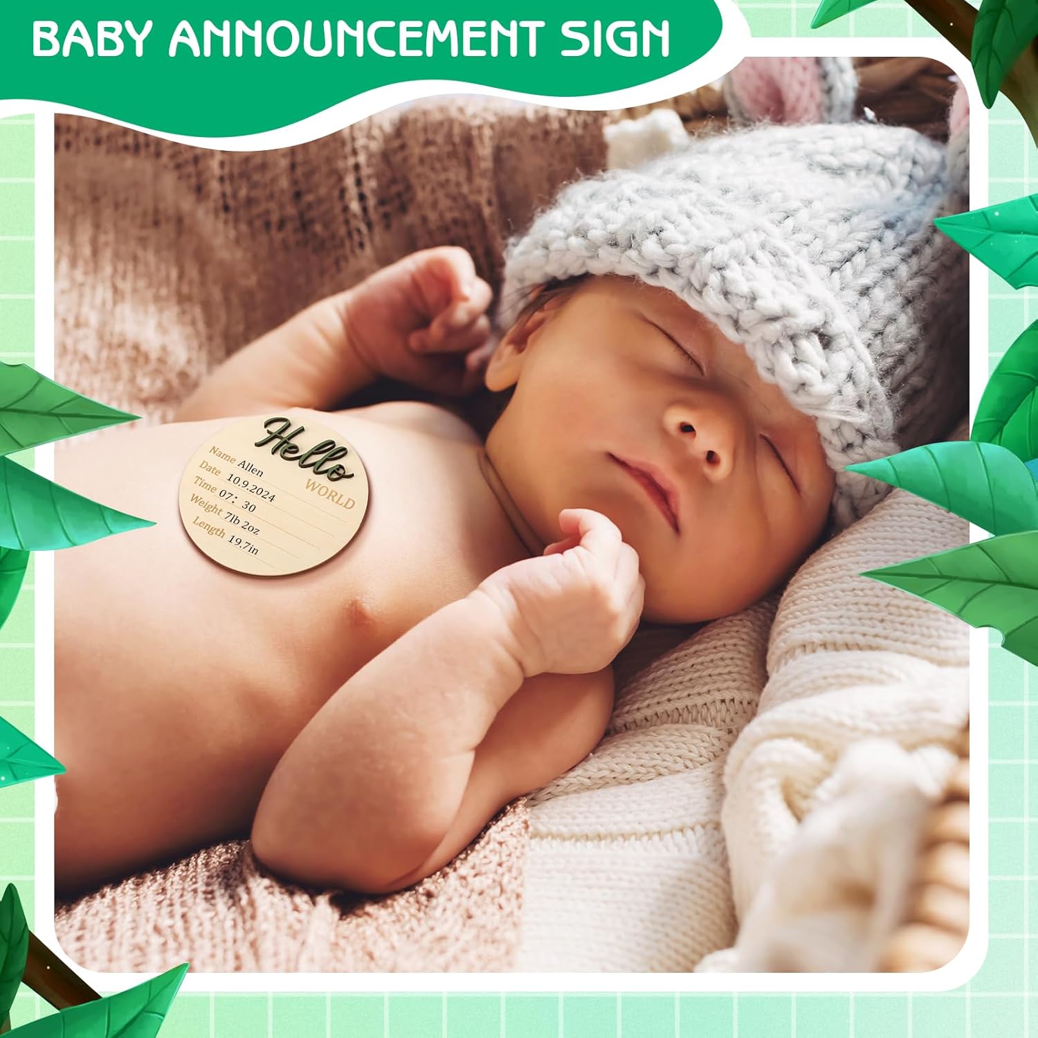 Baby Monthly Milestone Blanket for Boy Girl, Deer Woodland Gender Neutral Baby Age Milestone Blanket Photography Background Prop with Bibs Wooden Signs Felt Circle - Image 4