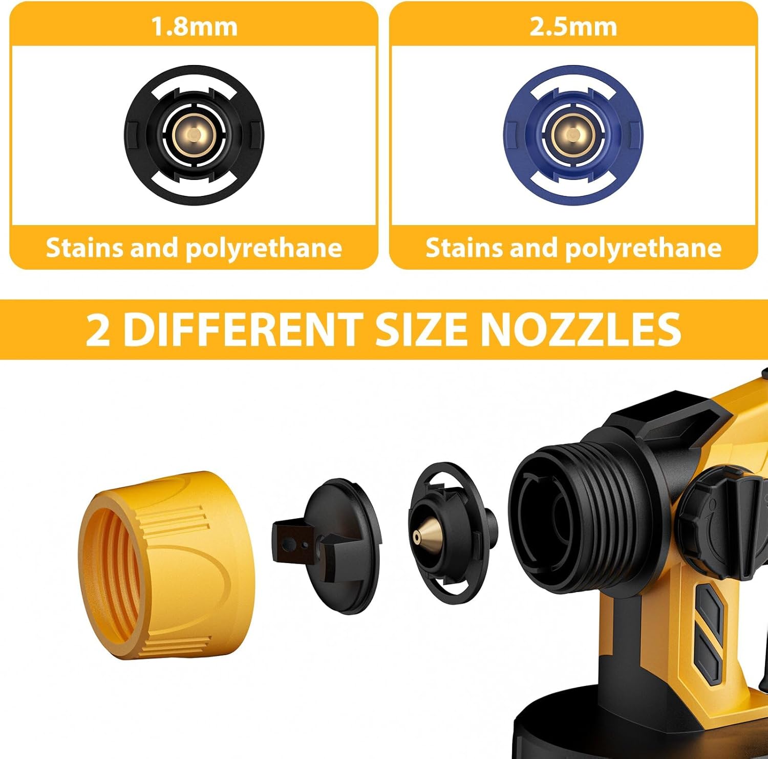 Paint Sprayer for Dewalt Battery-20V MAX HVLP Paint Gun with Brushless Motor and Copper Nozzle,Easy to Clean,Cordless Paint Sprayer for Home Interior and Exterior,House Painting(No Battery)