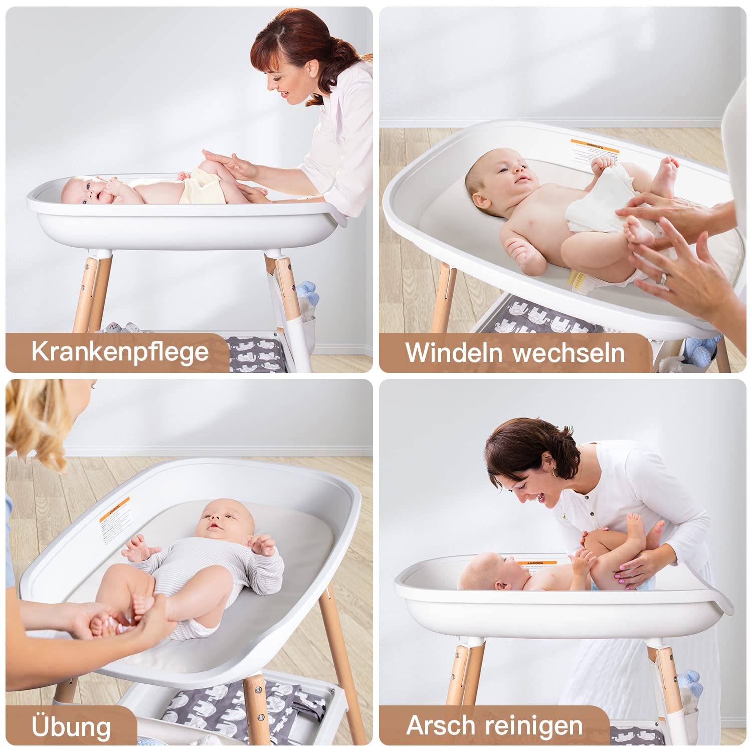 Beberoad Fasciatoio Neonato Regolabile in Altezza 51x79x90CM Bianco 0-12 Mesi 25kg