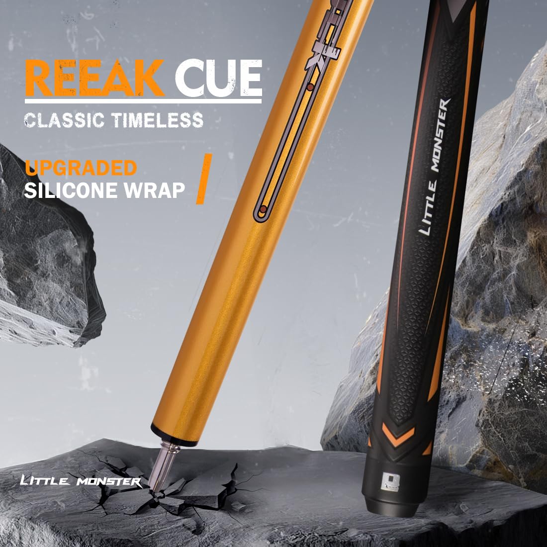 YEUEK Little Monster Upgraded Carbon Fiber Break Cue 2 Pieces Silicone Wrap Break Cue Pool Stick, Technology Low Deflection Billiard Pool Cue Stick 12.9mm Tip with PU Leather Bag