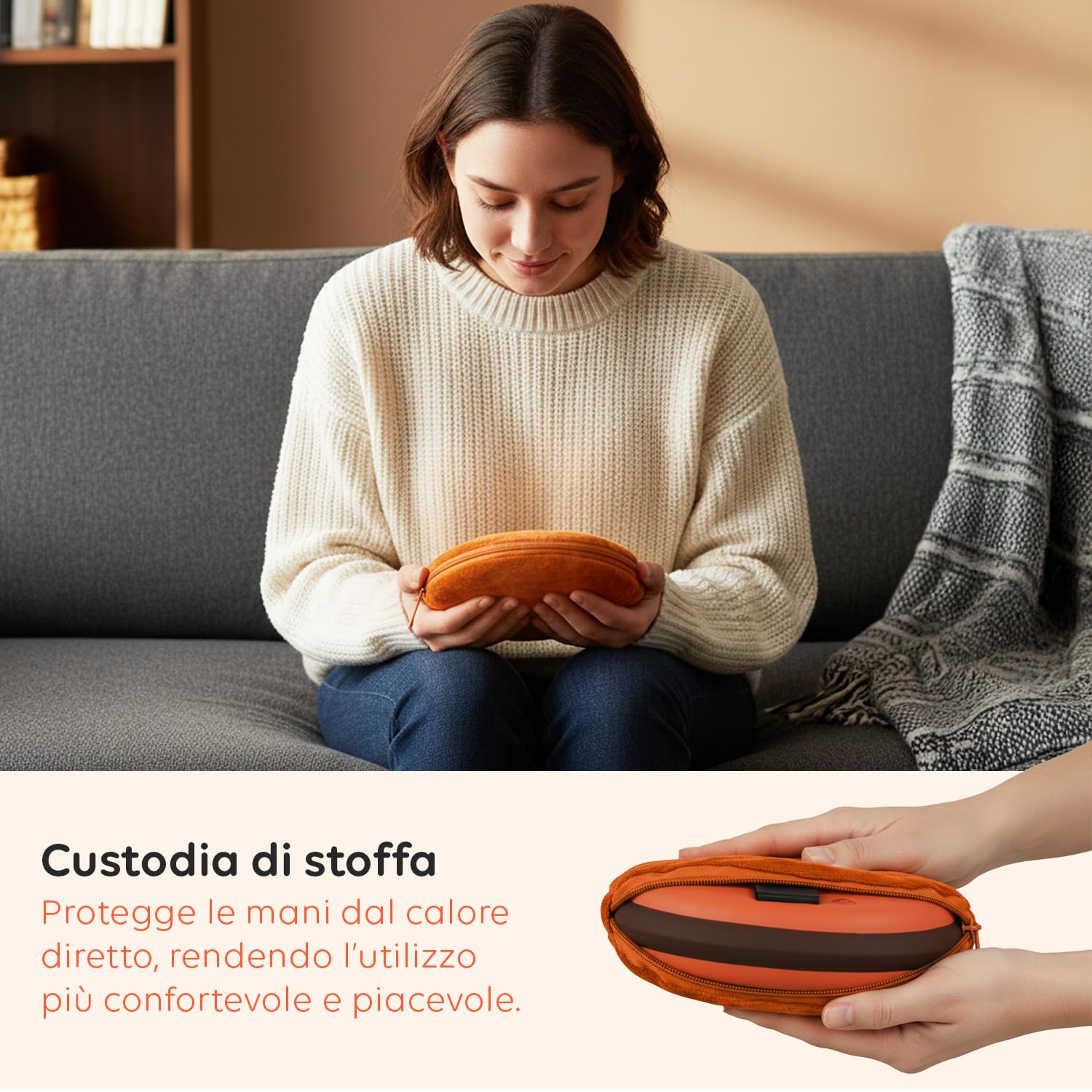 Wintem Scaldino Elettrico 550W per Mani e Letto con Custodia in Stoffa - Ricarica Rapida in 10 Minuti e Calore Duraturo fino a 3 Ore - Calore Immediato e Utilizzo Versatile per Casa Ufficio e Relax