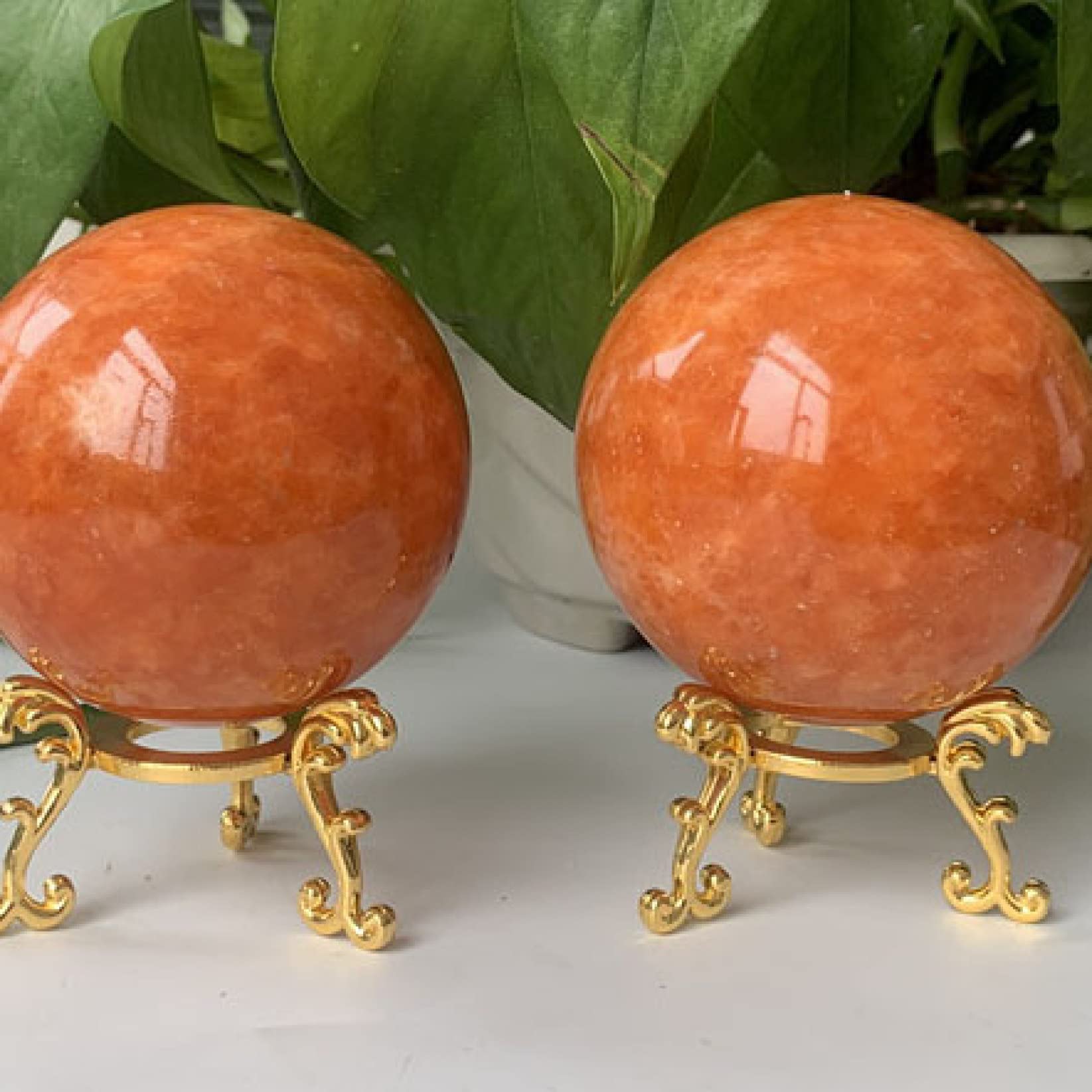 Amazon.co.jp: 1pc 天然石球オレンジ水晶玉の装飾品美しい風水水晶像