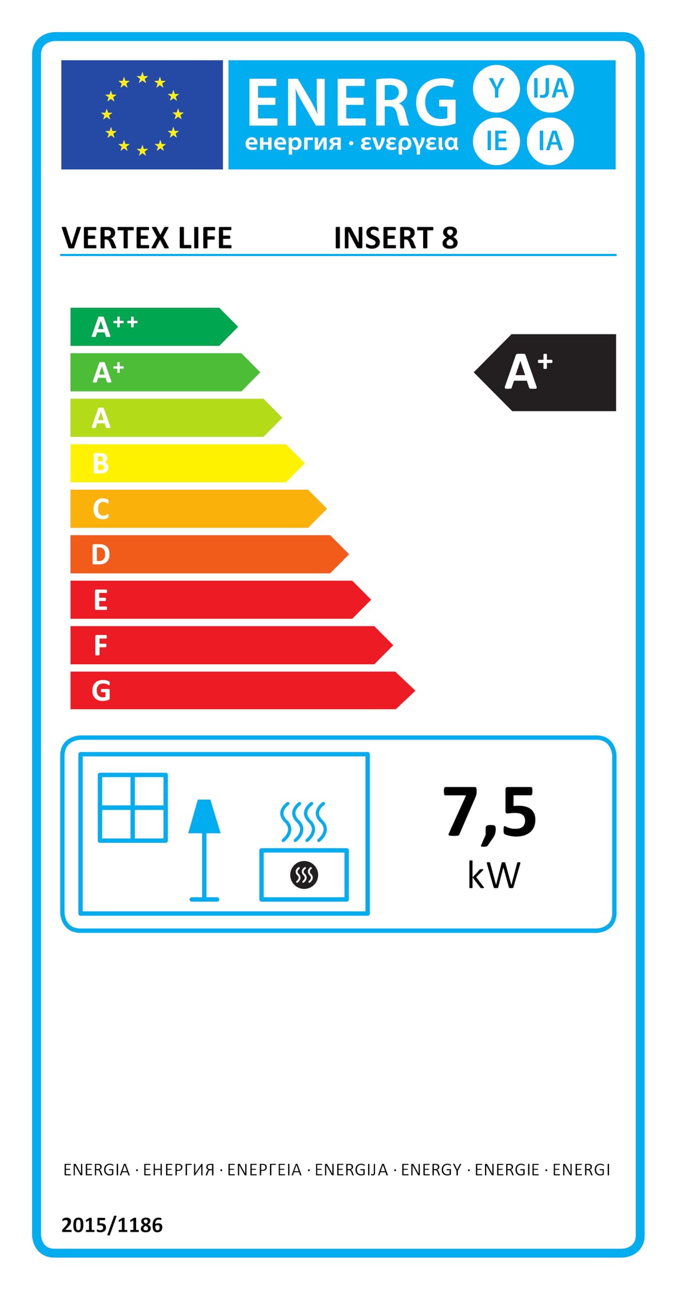 EIDER BIOMASA Insertable de Pellets INSERT 8 – Estufa de Pellets para Chimenea – 7,98 kW – Rendimiento 94% – Tolva 13 kg – Hasta 185 m³ – Programable WiFi