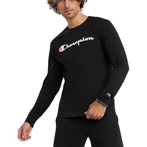 Champion Men's Graphic Classic Jersey Ls Tee, Black, XX-Large