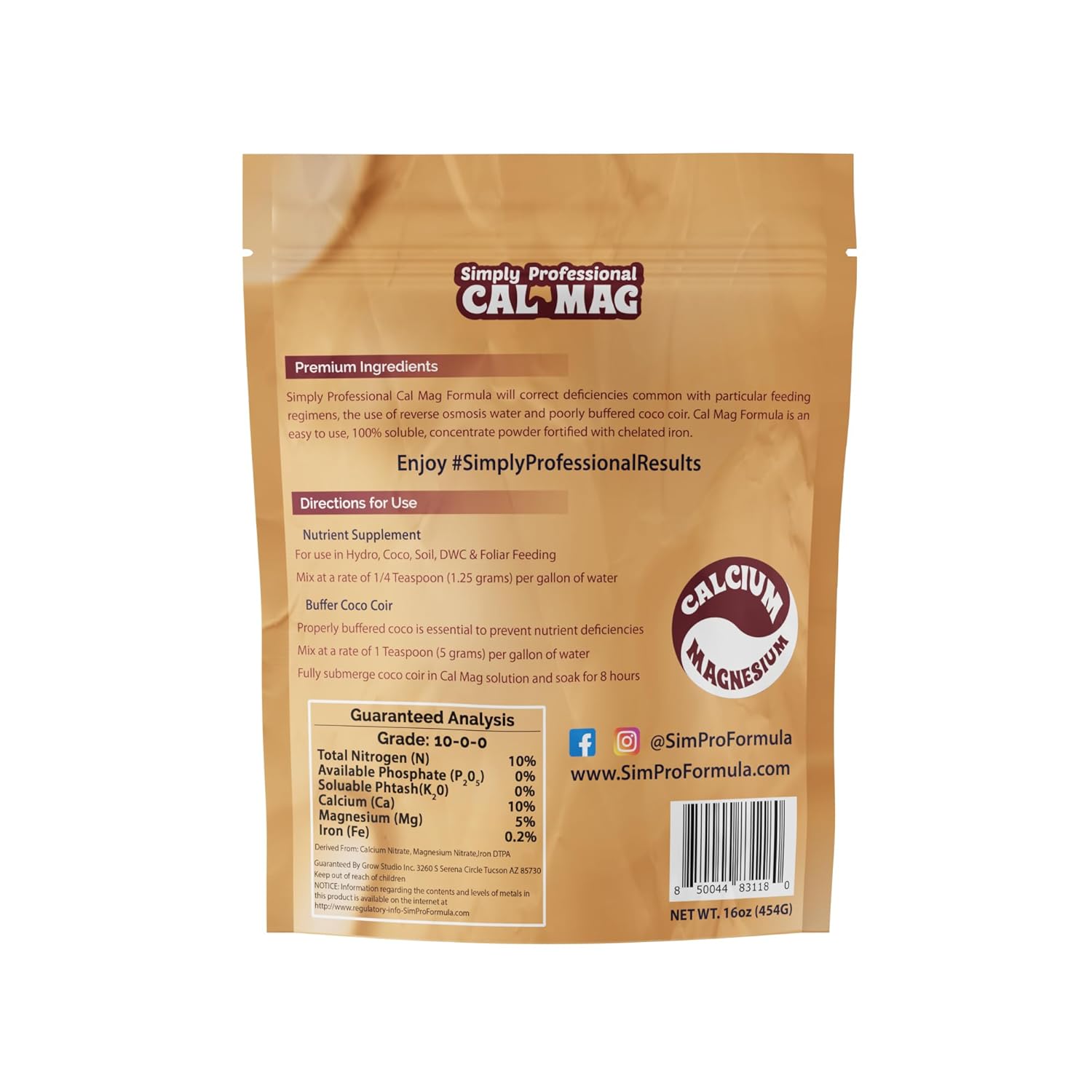 Cal MAG Formula for Indoor & Outdoor Plants - Plant Fertilizer for Strong Flower Development - Water-Soluble Plant Food for Vibrant, Beautiful Blooms - 1 LB Pouch