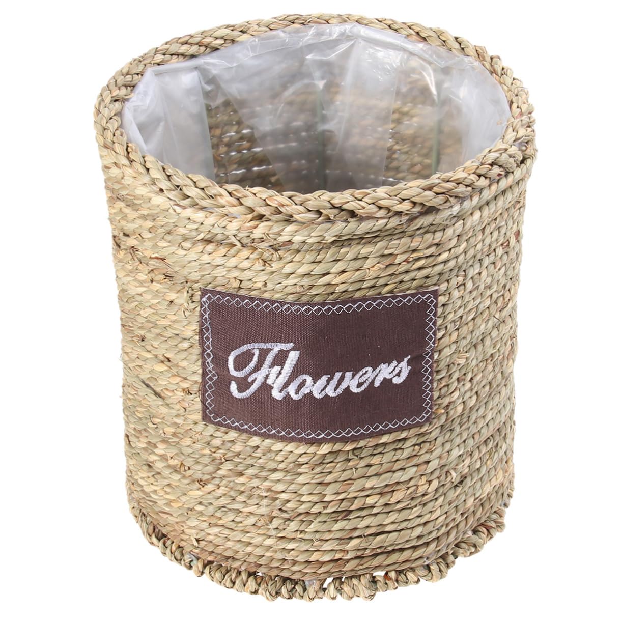 Grand pot de fleurs tressé en herbe pour salon et décoration nordique respirante
