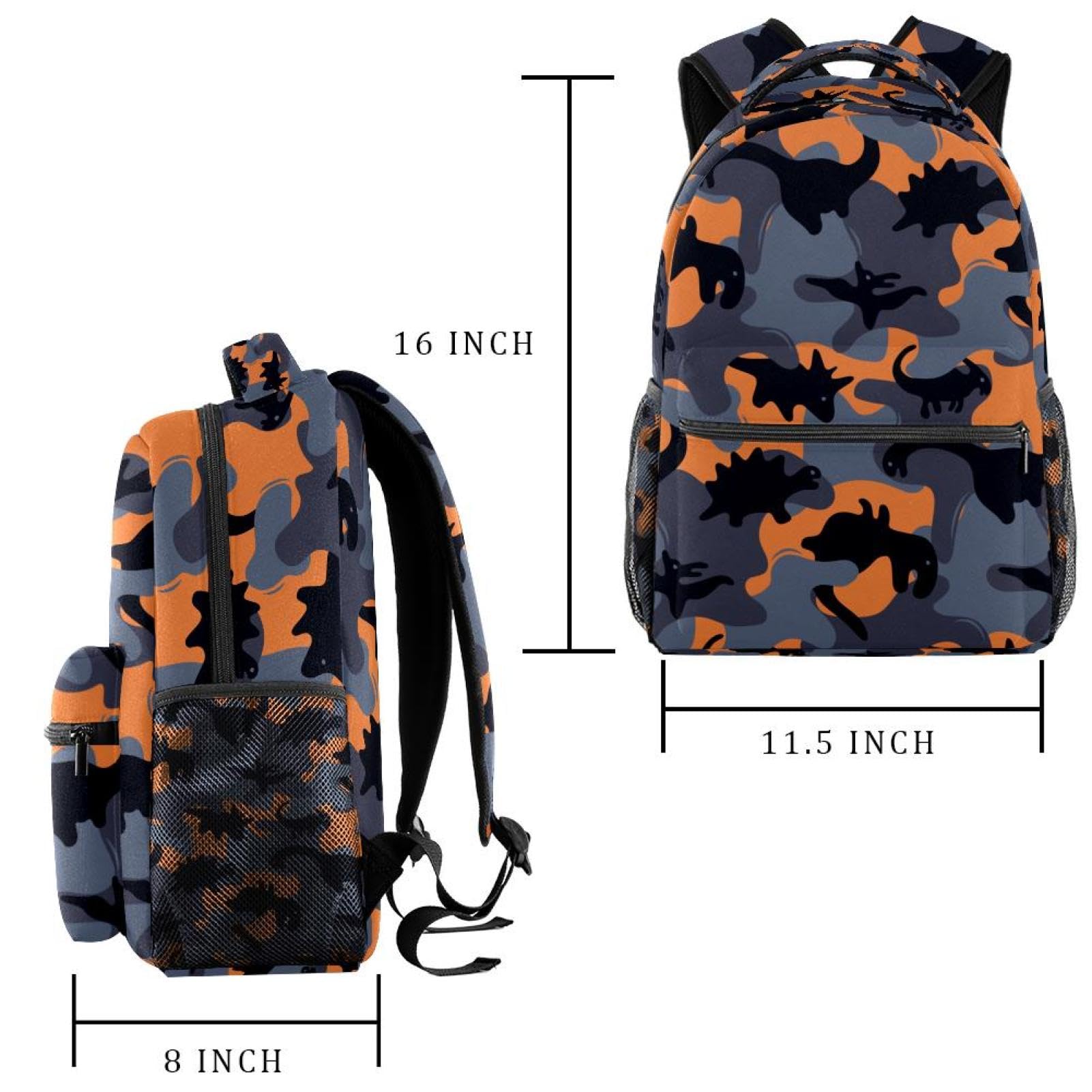 Zaino scolastico per uomini e donne, con motivo mimetico dinosauro, borsa per computer portatile, leggera, zaino casual per libri