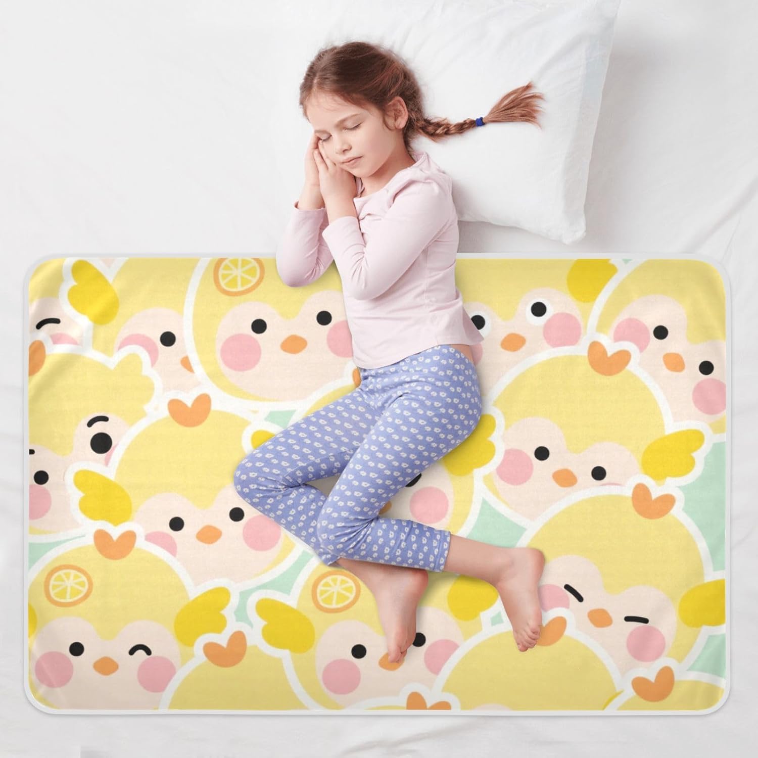 Cartoon Cute Chicken Yellow Extra Large Resuable Baby Bed Pad Soft Absorbent Pets Potty Training Mat Non-Slip Pad Liner for Kids Adults Pets , 52" L x 34" W
