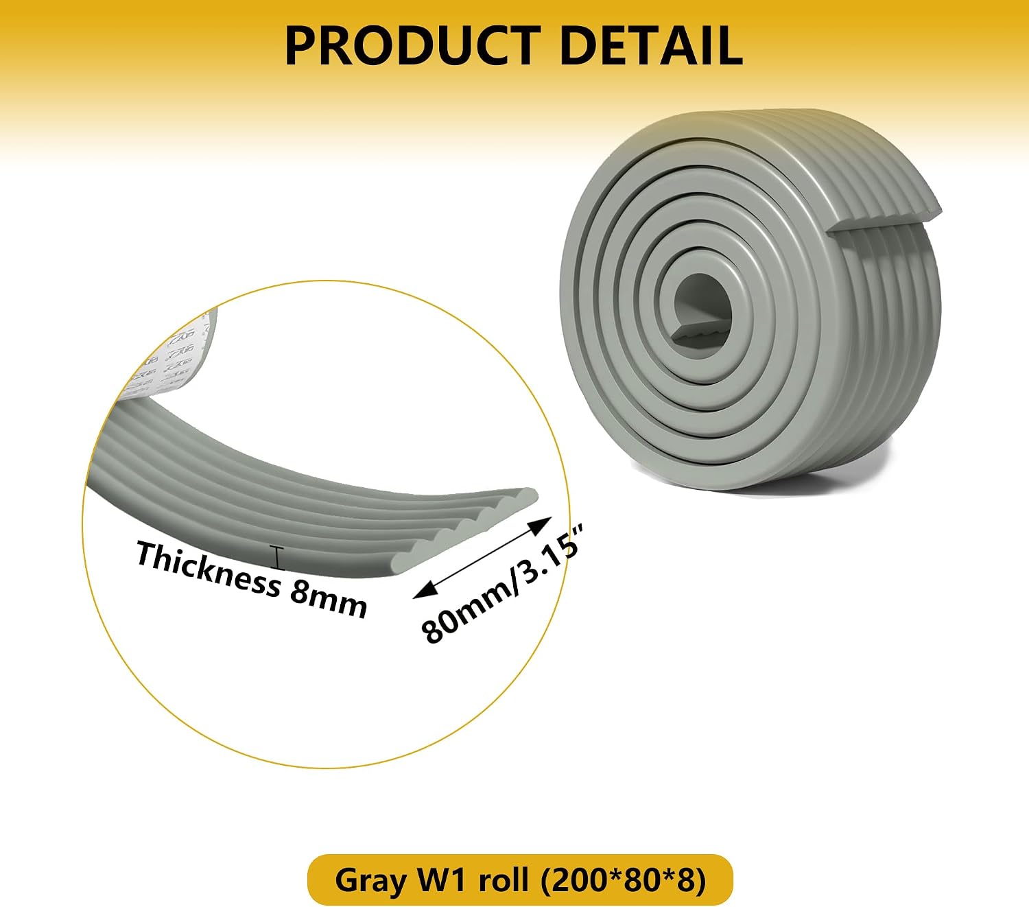 6.5ft Baby Edge Corner Protector, Extra Thick Soft Foam Padding with Strong Adhesive Double Sided Tape, Safety Guards for Sharp Edges of Tables, Desks, Beds, Cabinets Fireplace for Home/Nursery(Gray)