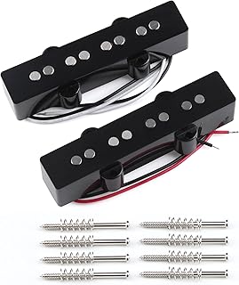 FLEOR Alnico 5 Open Style J Bass Pickup Neck + Bridge Pickup Set Fit 4 String Electric Bass Guitar Part