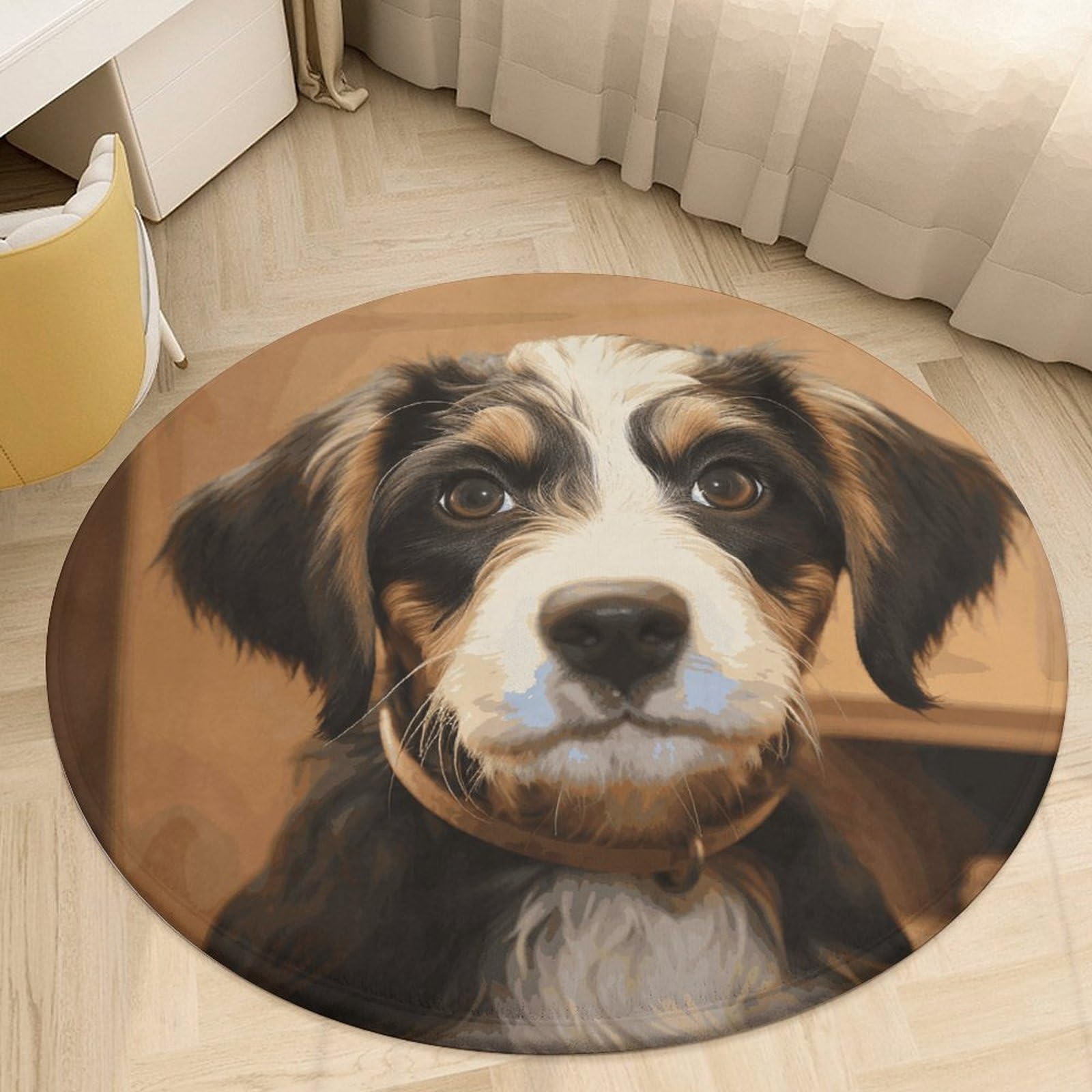 Tapis de dressage des chiens rond et absorbant en velours doux de 7.6cm