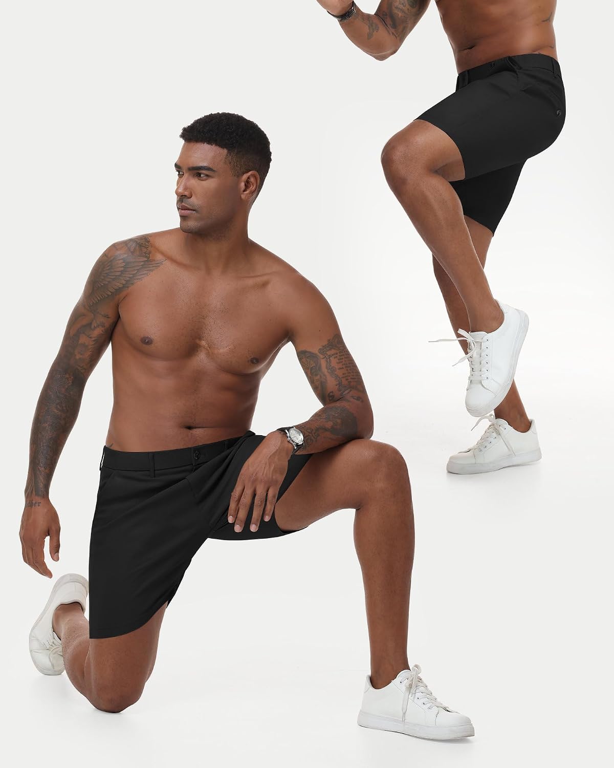 ZKMAN Men's 7" Slim Fit Performance Stretch Skinny Tapered Dress Chino Shorts Expandable Waist Lightweight Casual Short