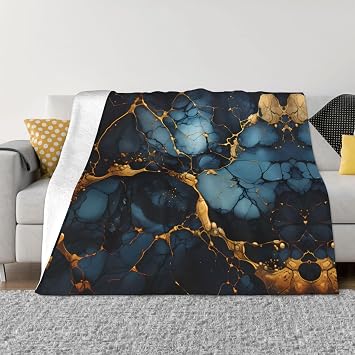 Black Gold MarbledThis 50 * 40 inch Fluffy Flannel Sofa Blanket is Suitable for All Seasons and All Places