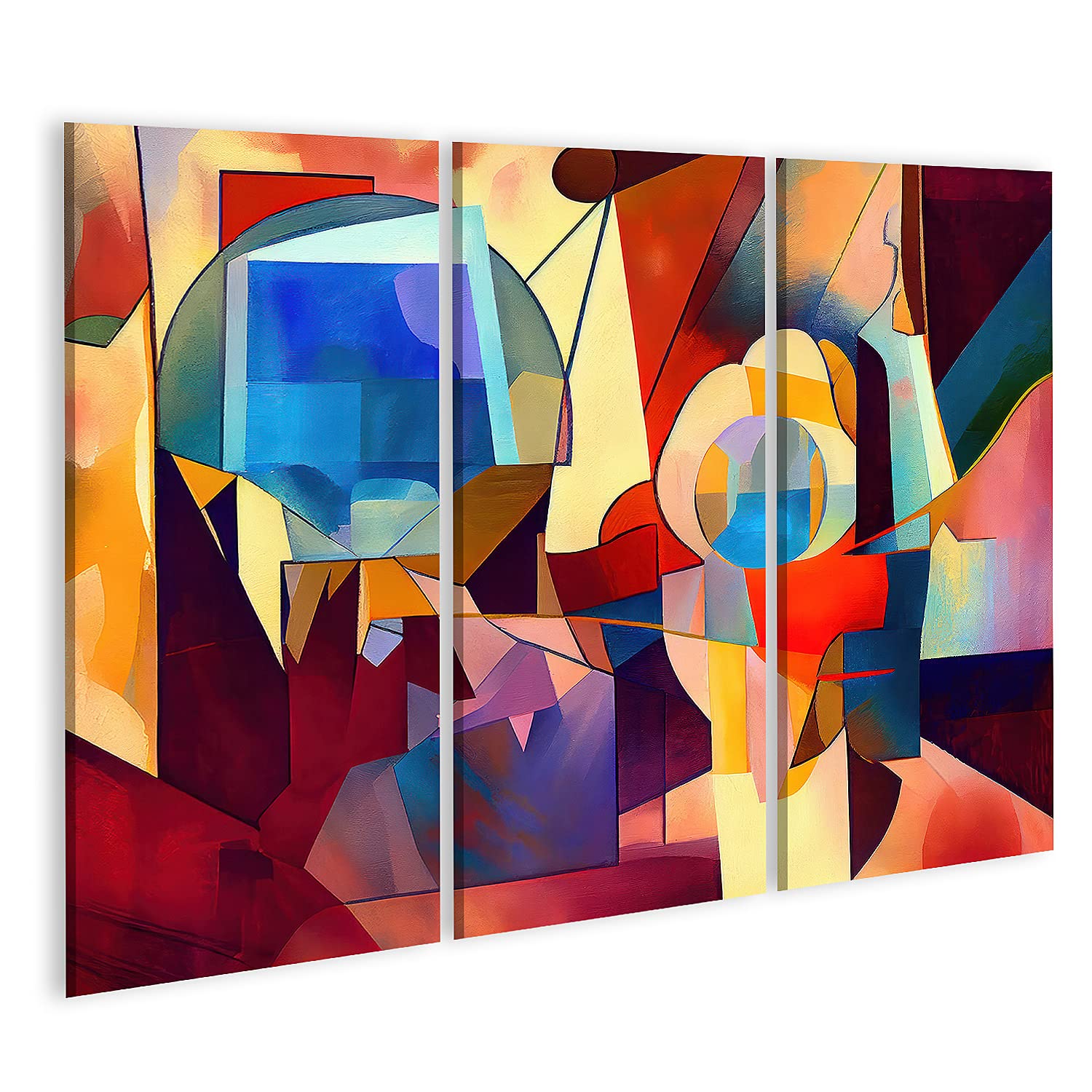 islandburner Prime - Quadro su tela con sfondo astratto colorato, forme geometriche, linee cubiche, poster da parete