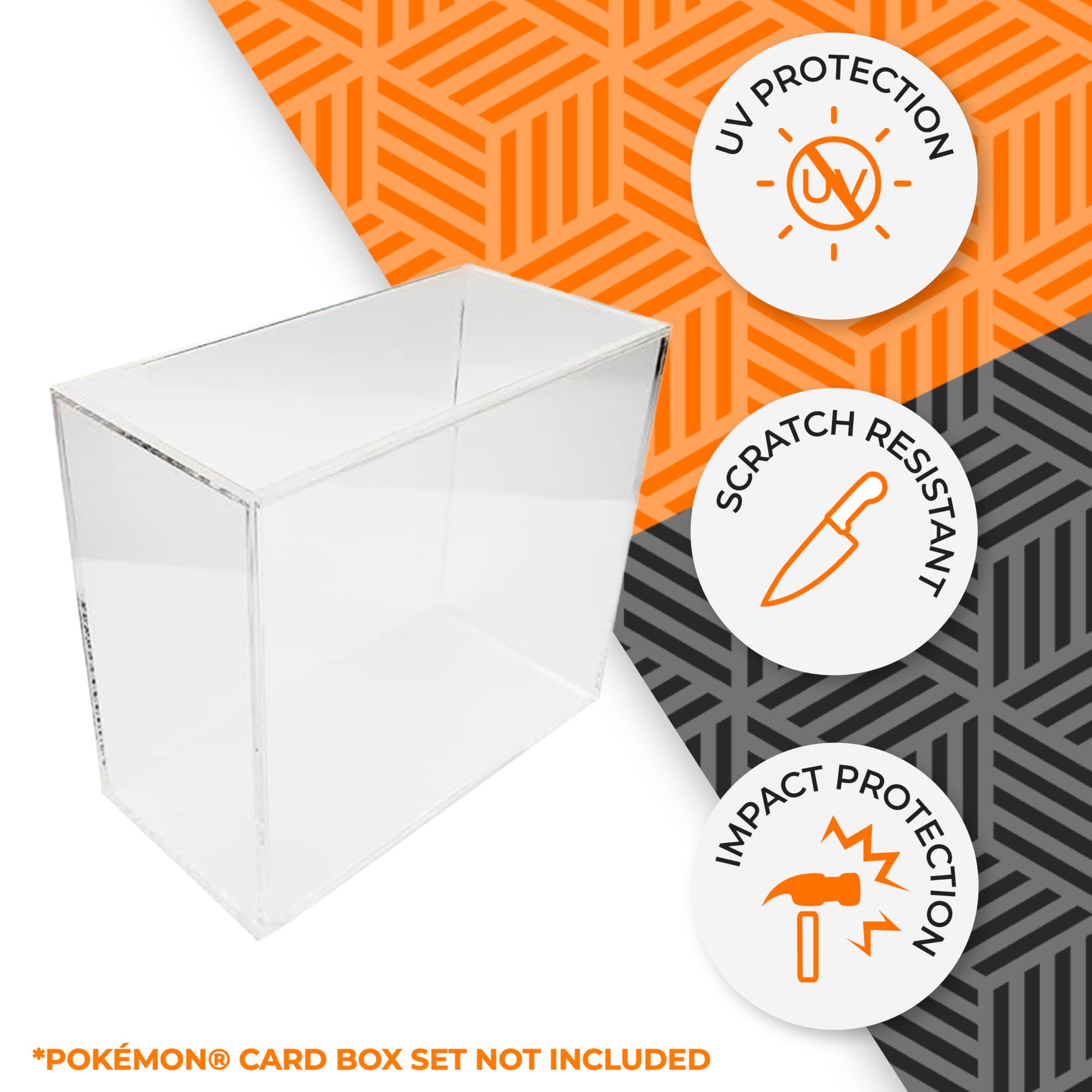 Friki Monkey ETB Pokemon Acrylique- Protège Votre Elite Trainer Box Pokemon de l'usure avec élégant Acrylique - Idéal pour Les collectionneurs Pokémon Elite Trainer Box (1 Unité)