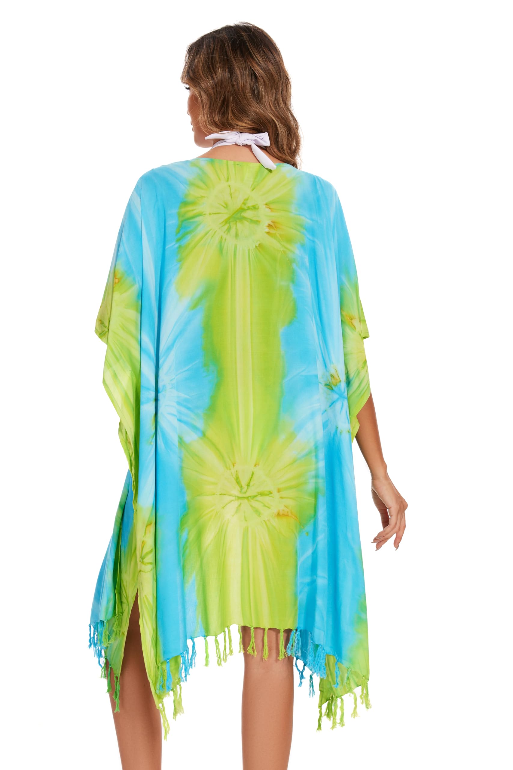 Beautybatik Donne Hippie Gypsy Tie Dye kimono cardigan scialle avvolgente costume da bagno copertura giacca taglia unica