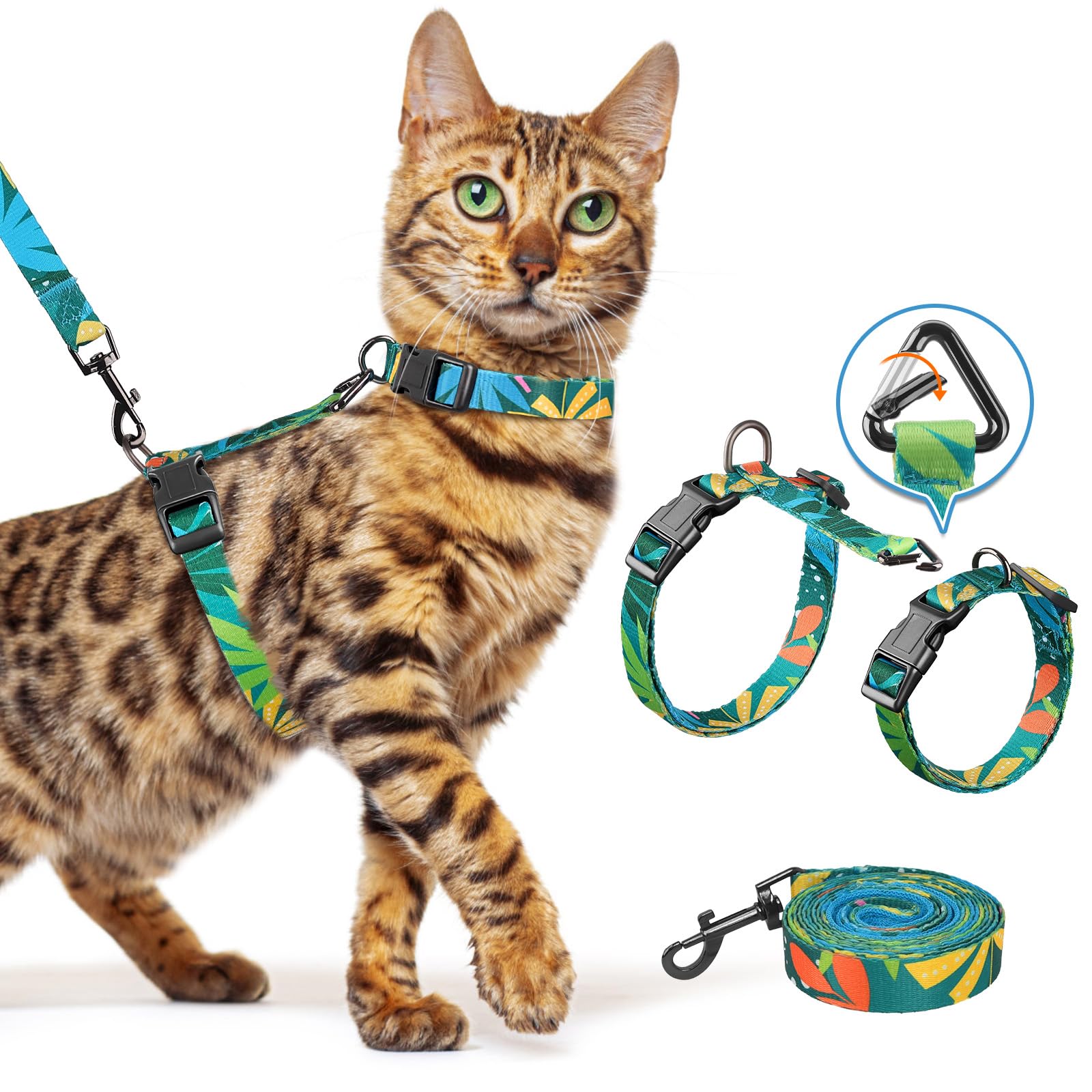 Halypet Cat Harness and Leash Set, Escape Proof [3 in 1 Adjustable & Lightweight] Cat Harness, Soft Comfortable Kitten Harness for Large Cats Safe,