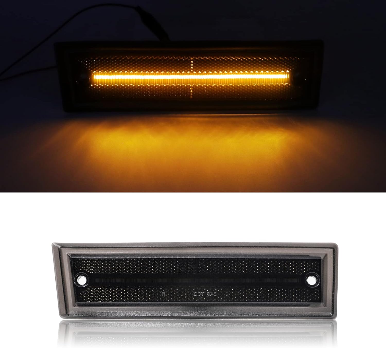 Front LED Side Marker Lamp Replacement for C/K C1500 C2500 C3500 C10 C20 C30 Suburban Blazer Jimmy Pickup 1981-1991, 2 PCS Driver & Passenger Side Fender Turn Signals Amber Light, Smoked Lens