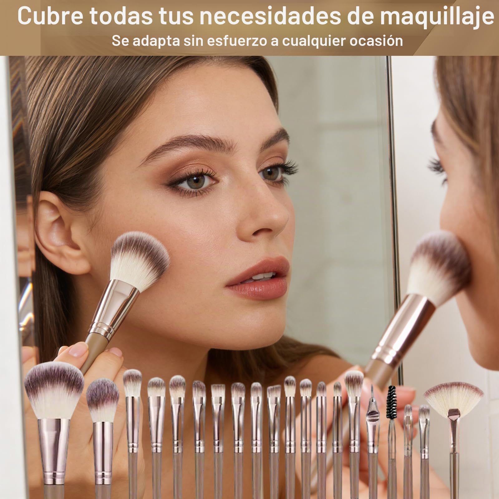 Brochas de Maquillaje 40 Piezas, Set Profesional de Brochas de Maquillaje con Esponjas, Banda y Bolsa de Terciopelo, para Base, Polvo, Sombras de Ojos