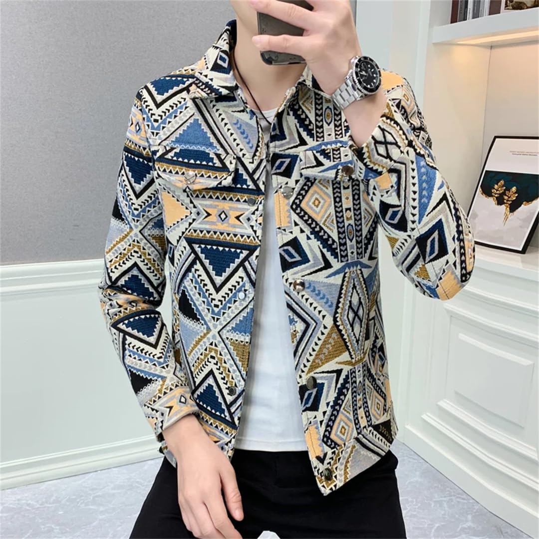Męskie koreańskie kurtki biznesowe Slim Fit Youth Social Streetwear płaszcze retro kurtka z nadrukiem