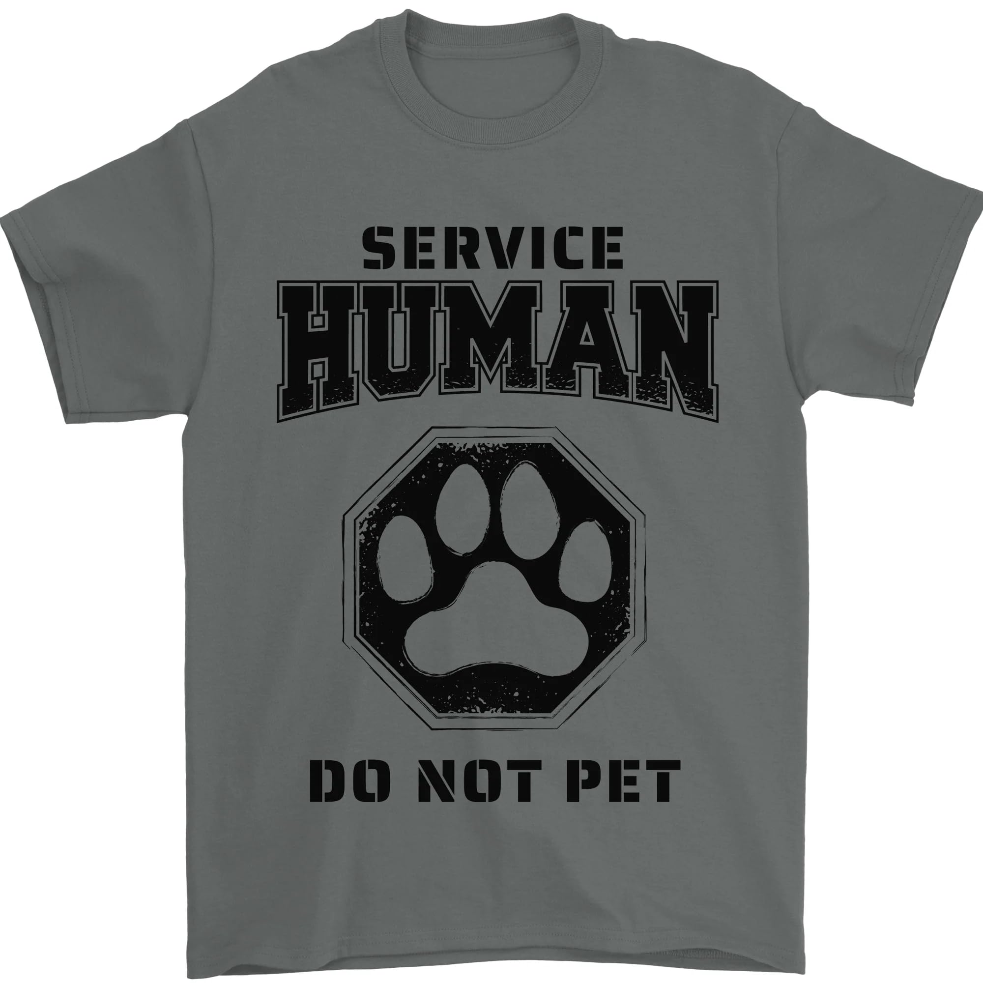 Funny Dog Service Human Do Not Pet Mens T-Shirt 100% Cotton Charcoal XL