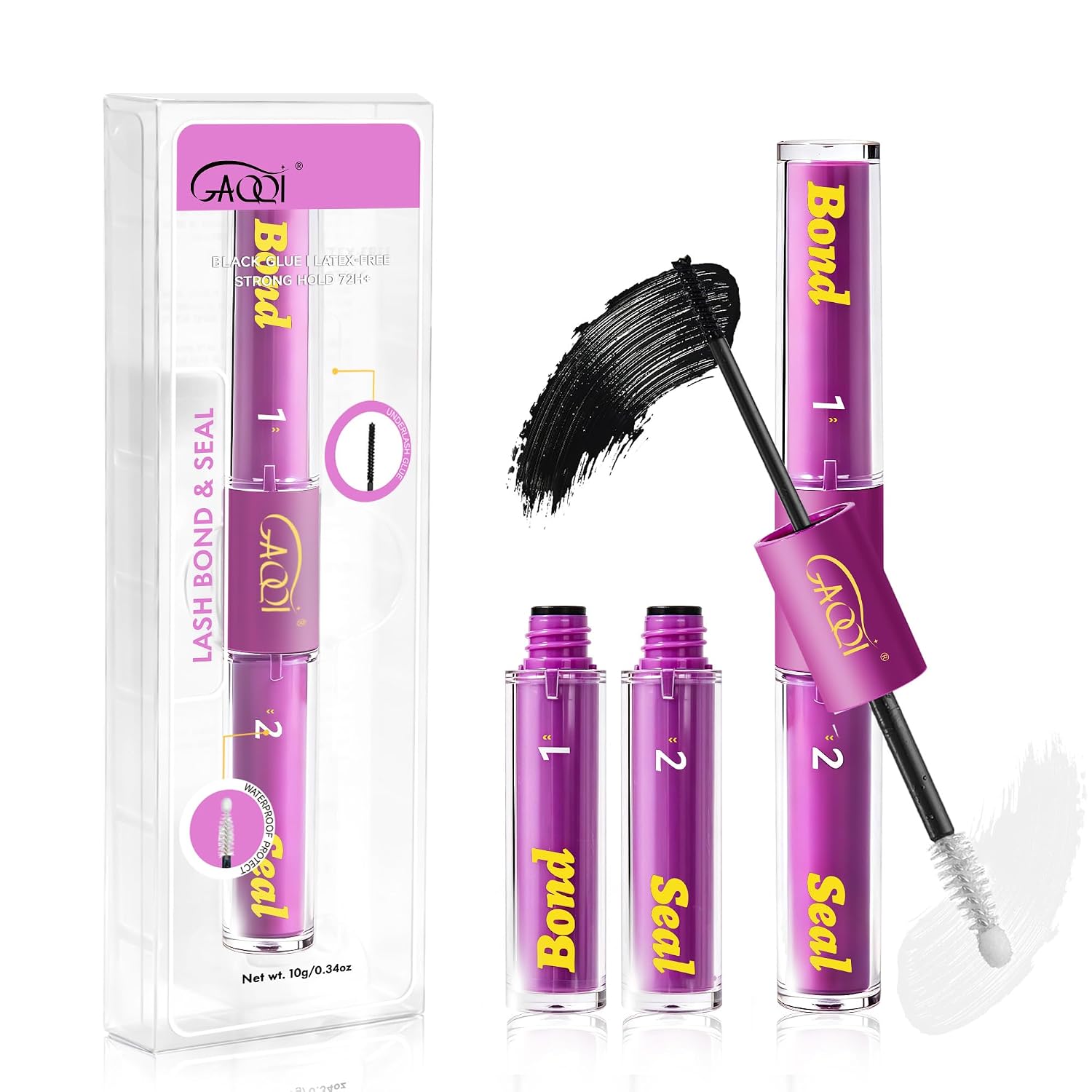 GAQQI Waterproof Lash Cluster Glue,Bond and Seal Lash Glue, Black - 10ml