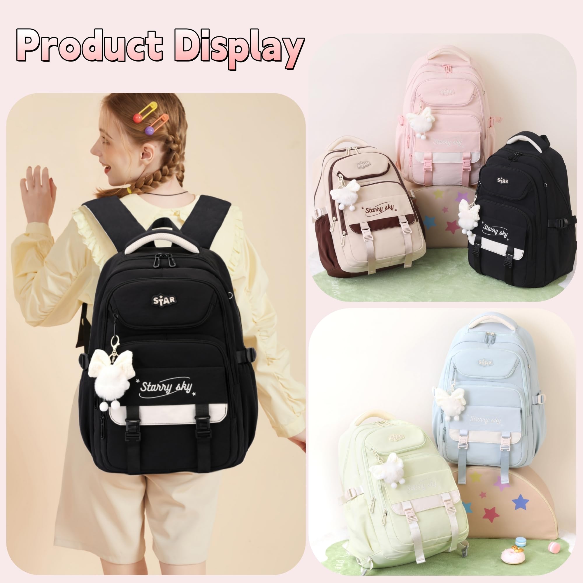 Sac à dos pour filles - Sac d'école primaire et secondaire - Sac à livres