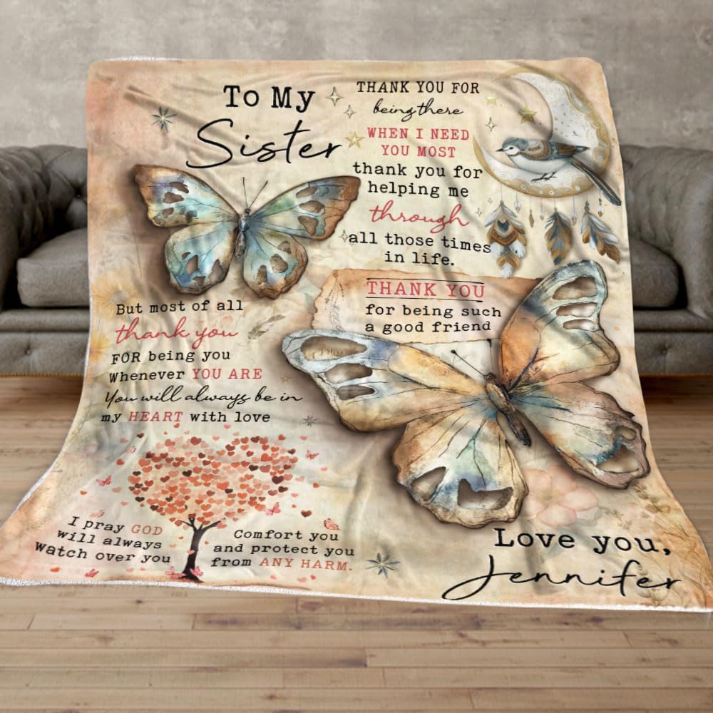 Personalized Sister Blankets from Sister, Customized to My Sister Blankets and Throws, Gifts for Sister Blanket, Big Sister Blanket, Blankets for Sisters, Sisters Gifts from Sister Blanket 3