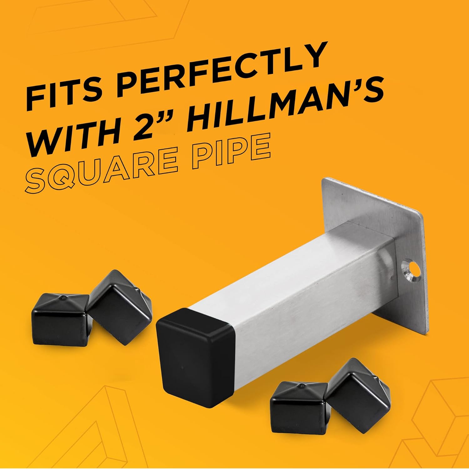 Prescott Plastics 2" (50.8mm) Outer Perimeter Flexible Plastic Hole Plugs, Square Black Metal Tubing End Caps, Strong Furniture Leg Inserts, Impact & Weather Resistant, Made in The USA - 50 Pack