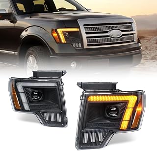 New Front Lamp Compatible with 2009-2014 Ford F150 Headlamps Assembly XL XLT STX Lariat Platinum Limited Raptor Accessories Sequential Turn Signals Animation Custom Replacement