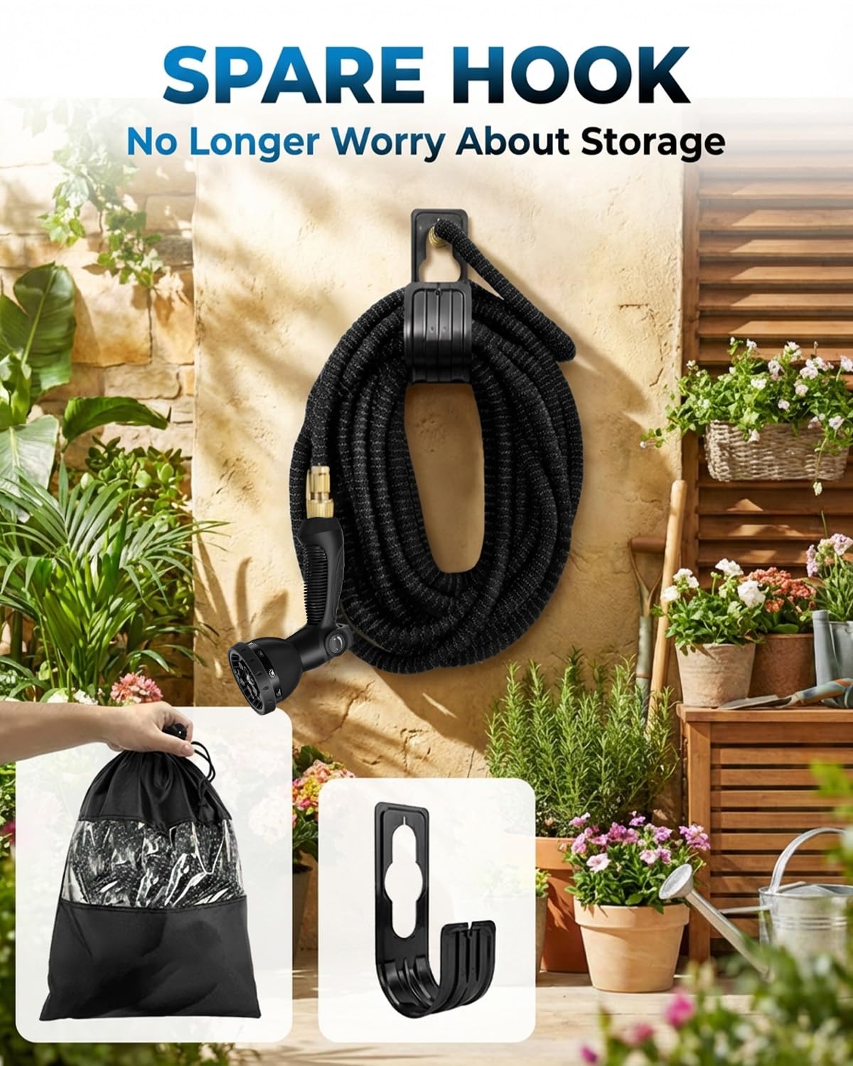 Tubo da giardino, tubo da giardino espandibile da 30 m, 10 modalità di spruzzo, per giardino, 4 strati di lattice, connettori in metallo da 1,9 cm e 1,3 cm, pistola a spruzzo a mani libere, tubo