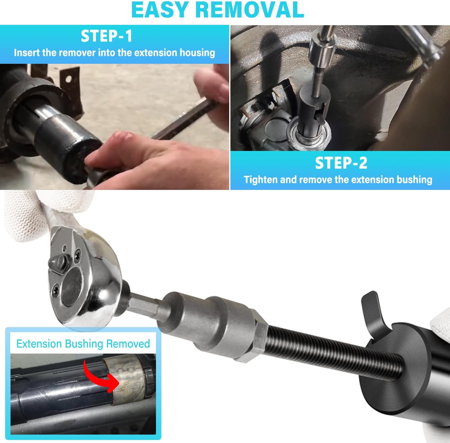 Bonbo T-0160 Extension Housing Bushing Driver Remover Installer Tool for GM 200, 200-4R, 180, 350, for GM Borg-Warner T5, Tremec T5, World-Class T-5, Transmission Tool Tail Shaft Bushing Puller Kit