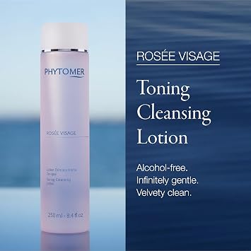 PHYTOMER Rosee Visage Face Toning Cleansing Lotion | All in One Cleanser, Makeup Remover & Toner | Gentle, Alcohol-Free Formula with Rose Water for Soft, Supple Skin (250 ml)