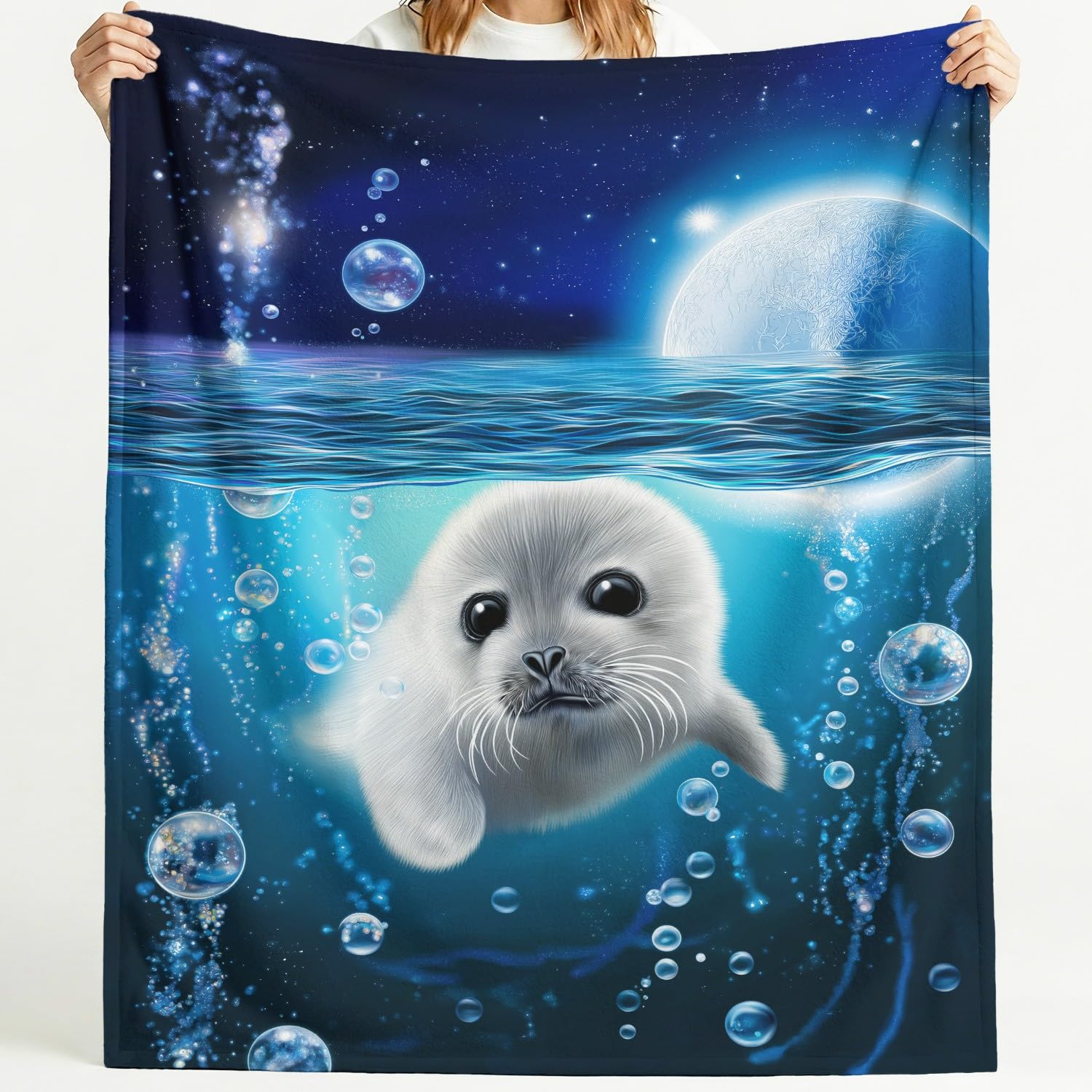 Fantastyczny surrealistyczny koc narzuta, 150 x 150 cm, sci-fi, romantyczne, lecznicze bąbelki, zwierzęta, pieczęć, super miękki, flanelowy, lekki, puszysty, pluszowy, puszysty koc na łóżko, sofę