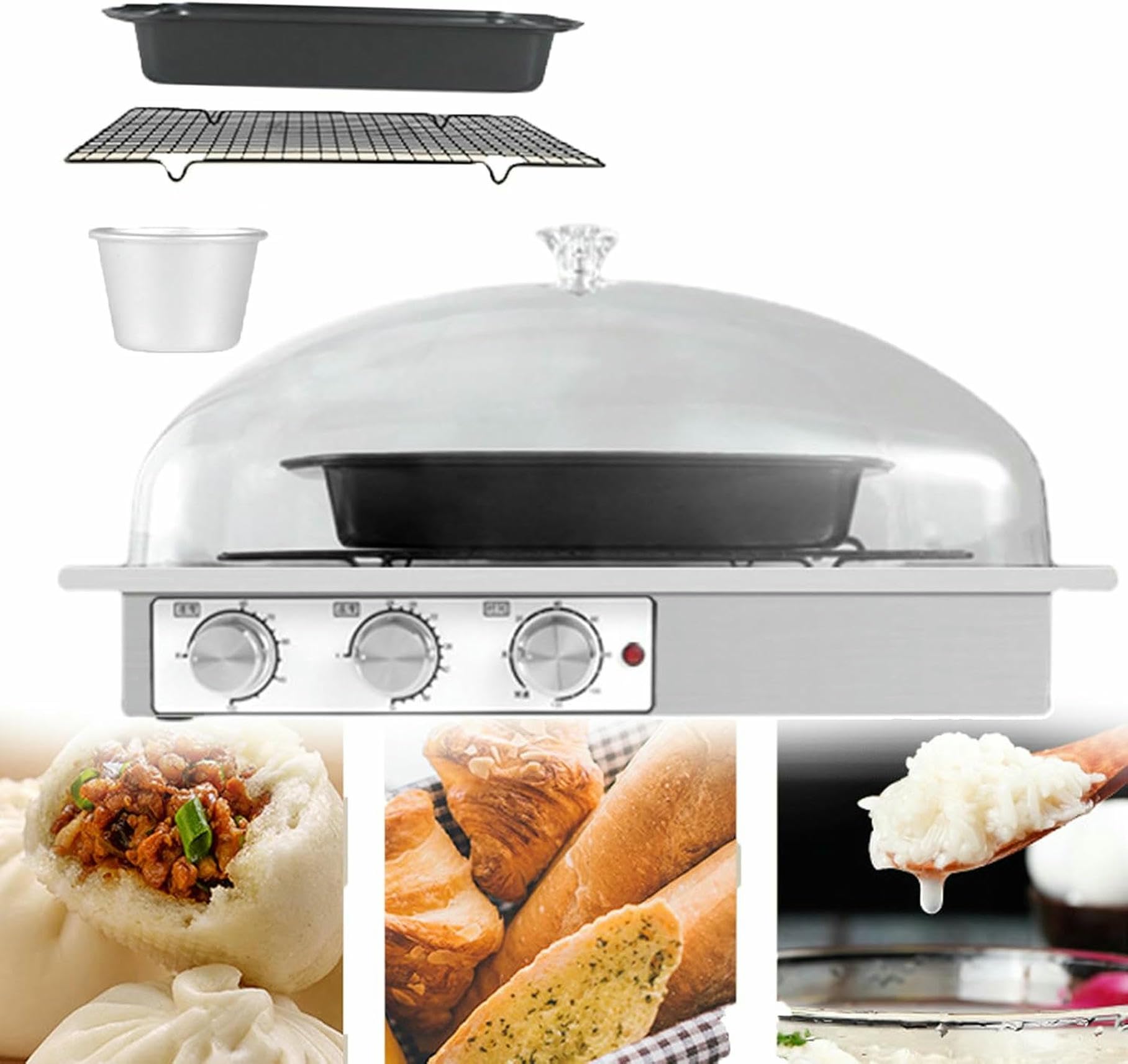 Fermentadora eléctrica con bandeja y vaso de agua para hacer pan