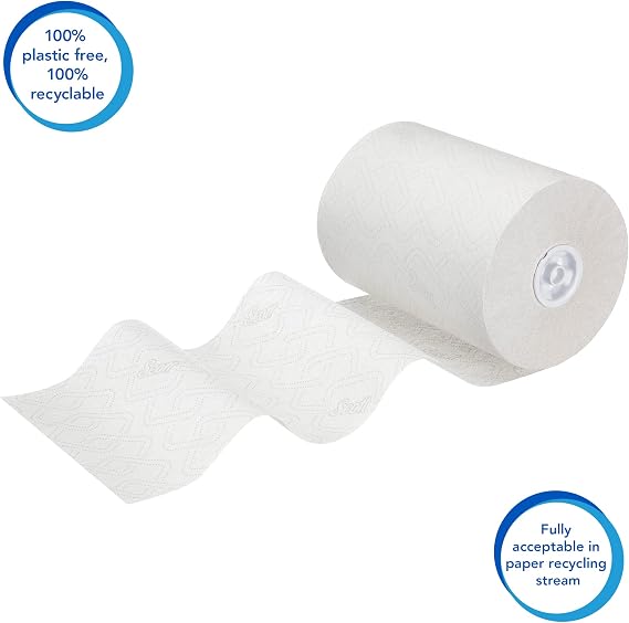 Scott Essential Slimroll Paper Towel Rolls 6695, Ecolabel Certified, 6x190m