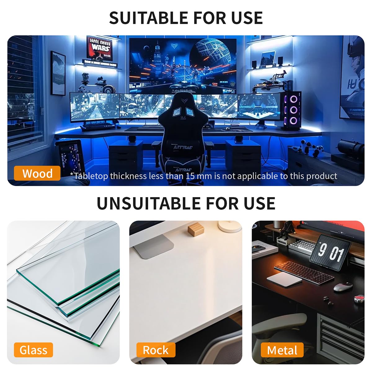 Neyyuse Underdesk Mount For Desk Mount for Honeycomb Alpha Bravo With Screws and Allen key
