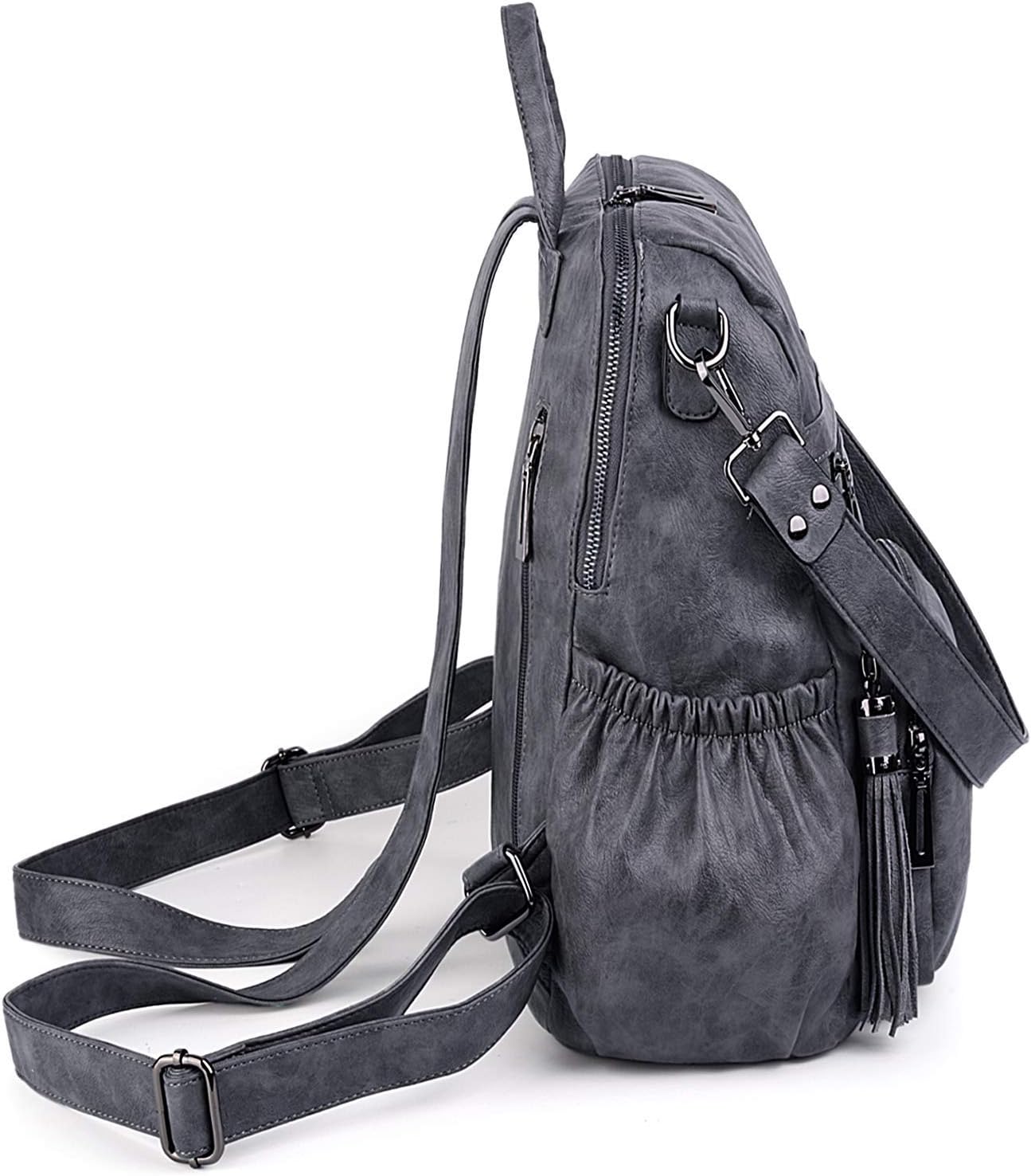 UTO Women Backpack Purse Leather Vegan Ladies Fashion Designer Rucksack Convertible Travel Shoulder Bag with Tassel - Image 6
