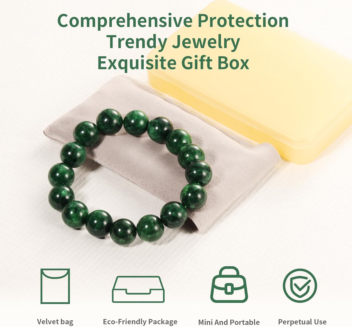 Handmade Natural Jade Beaded Bracelet for Women & Men – Genuine Green/White Jade Gemstone Stretch Bracelet – Lucky Energy Healing Jewelry Gift for Peace, Prosperity & Protection - Image 5