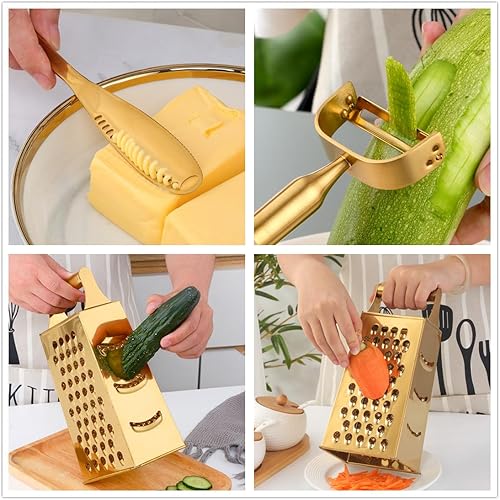 Miniatura 3 de Rallador de caja de 4 lados para cocina, rallador de queso de acero inoxidable con asa, cortador de verduras multifunción para queso, jengibre,