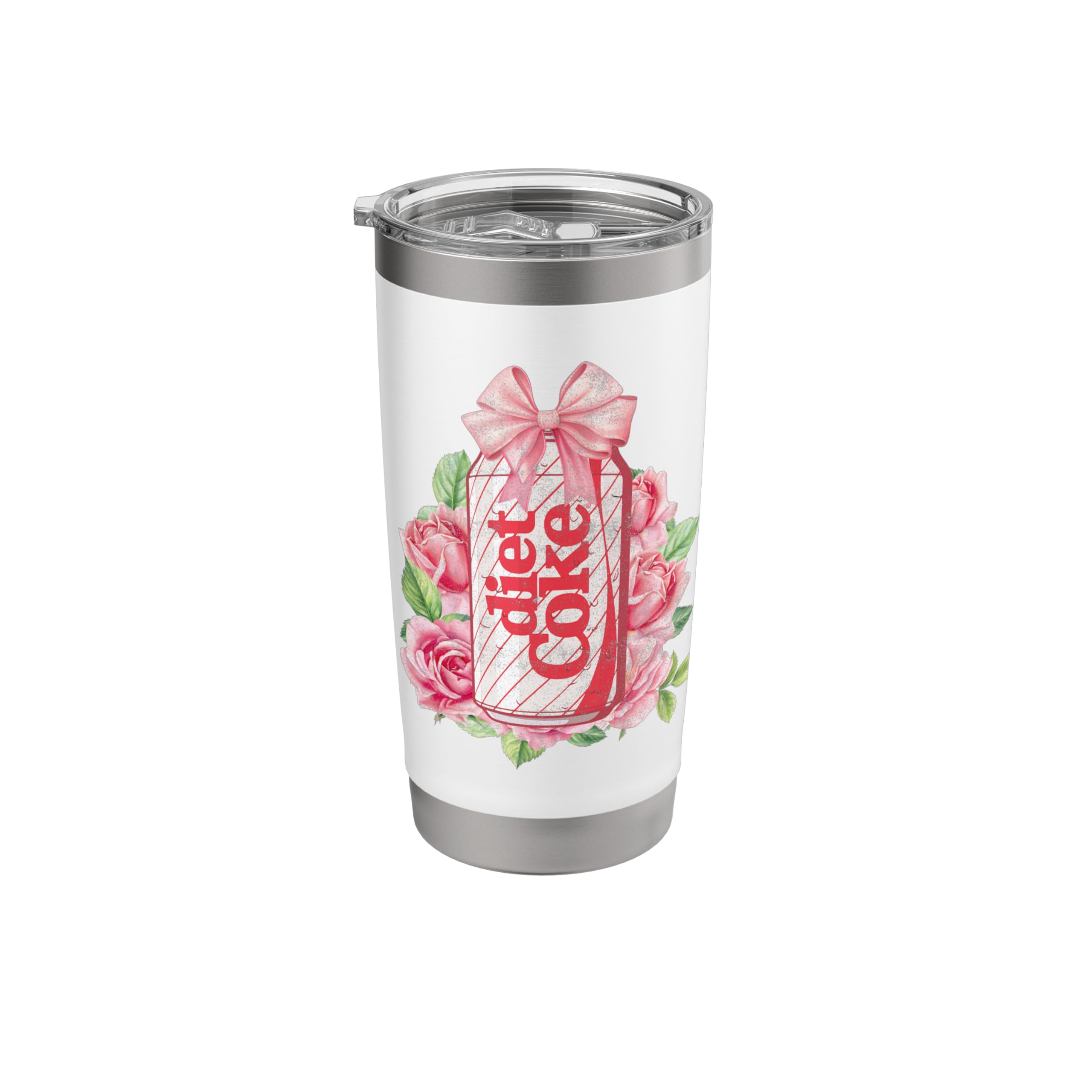 Coca-Cola Diet Coke With Pink Bow Floral Logo Vintage Stainless Steel Insulated Tumbler