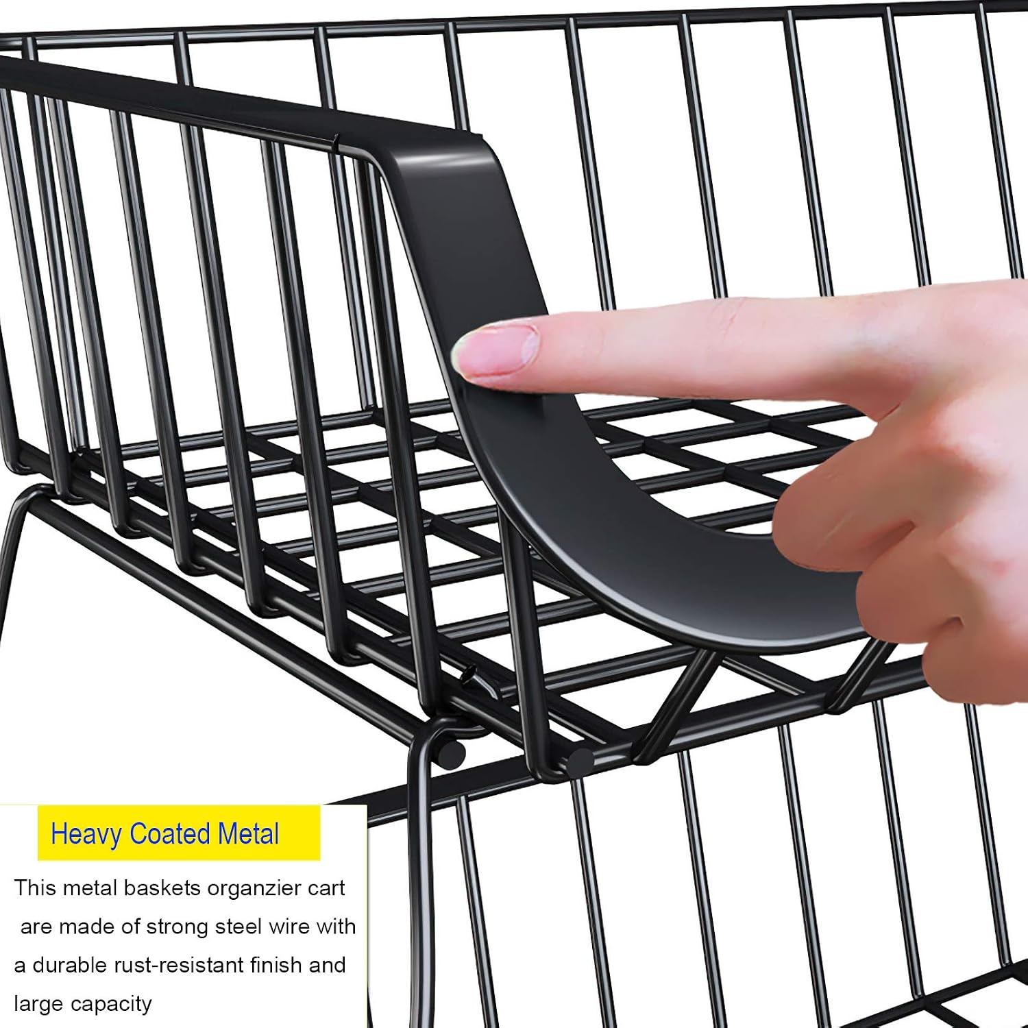 asunflower 5 Tiers Baskets Storage Stand Metal Baskets Kitchen Orgainzer Storage Cart on Wheels Stackable Basket Fruit Vegetable Rolling Cart for Kitchen Pantry