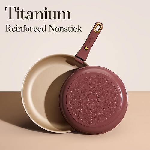 Miniatura 3 de CAROTE Sartenes antiadherentes reforzados con titanio, juego de 2 piezas con tapas, sartén antiadherente con mango desmontable, PFOS, sin PFOA,