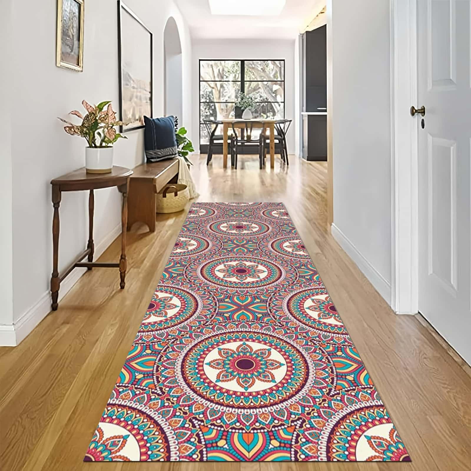 Tapis coureur multicolore résistant pour protéger les sols du couloir