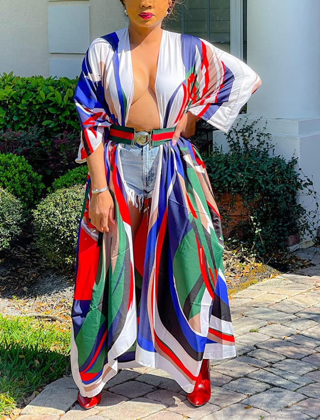 Image of Kimono Cardigan for Women Long Boho Satin Kimono Robes Plus Size Open Front Beach Swimsuit Cover Ups Lightweight Duster