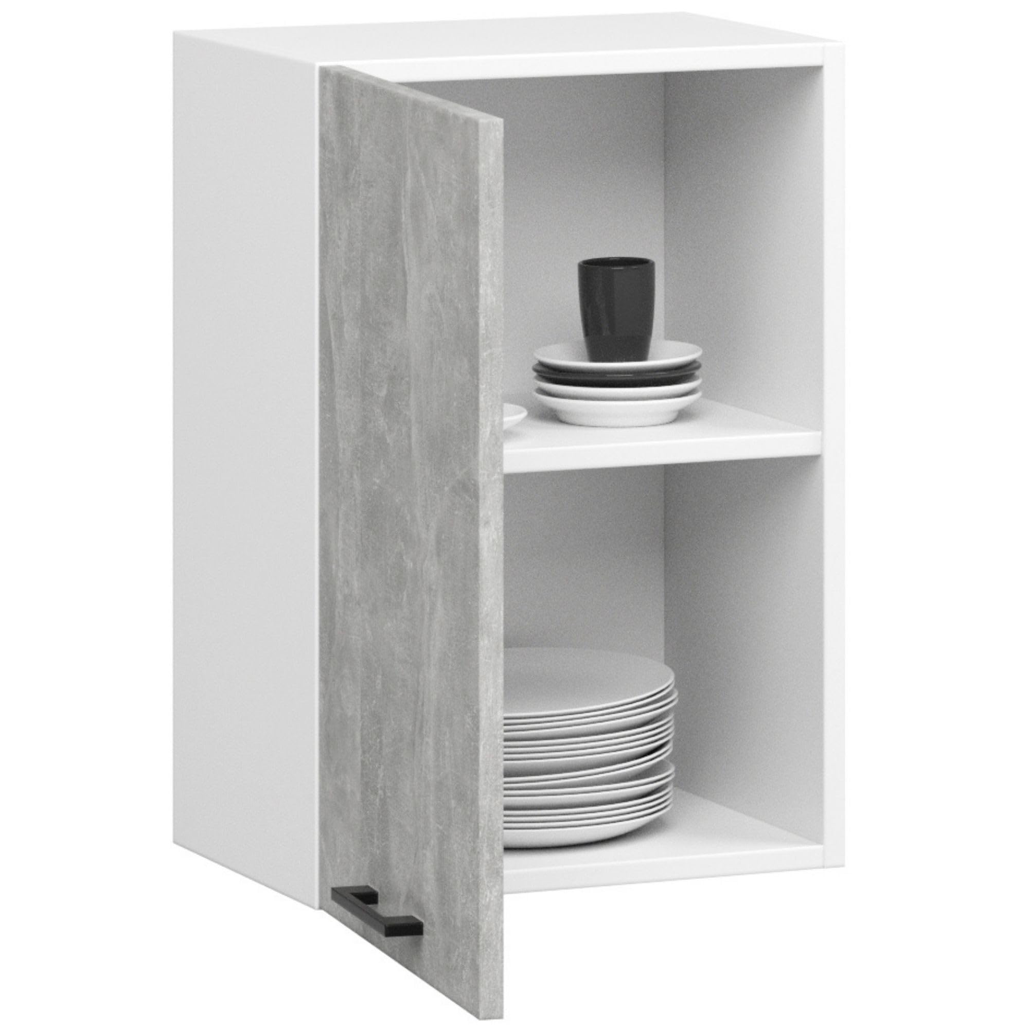 AKORD | Pensile da Cucina a Parete - Oliwia W50 | 2 Ripiani e 1 Anta Armadio da Cucina | Componibile Mobili da Cucine Armadi | Pannello laminato | Bianco | Beton
