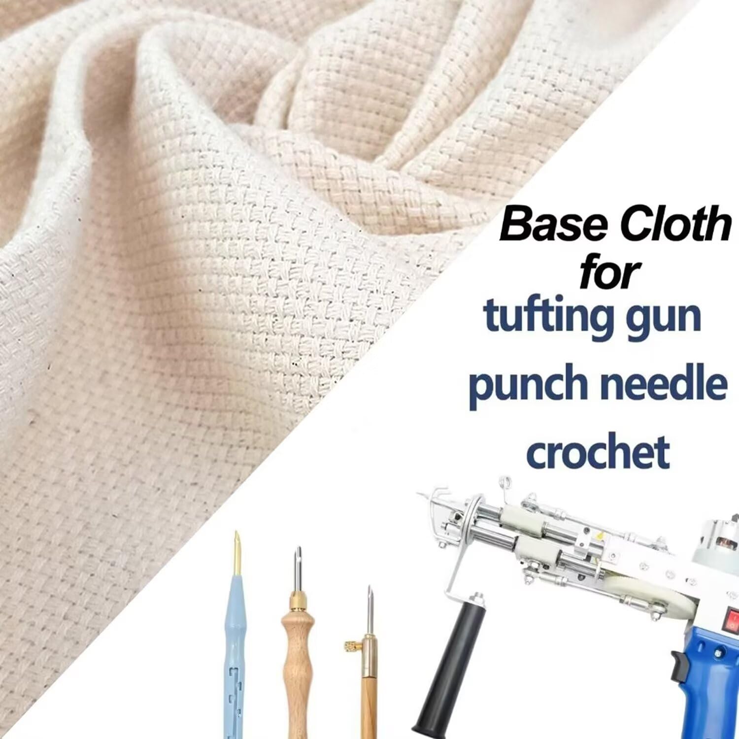 Generisch 100% Baumwolle Mönchstuch für Punch Needle, Tufting Gun, Teppich Tufting Tuch, Poke Embroidery Needlework Stoff, Beige, 59x79 Zoll
