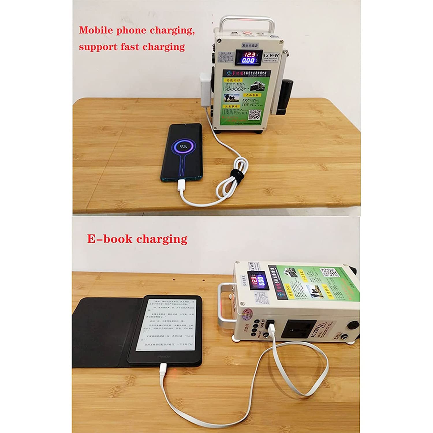 Generador De Manivela Manual Generador Portátil Energía De Emergencia Generador Carga Usb Generador De Manivela Manual Banco De Energía,para Viajes Camping (con Cargador),220V