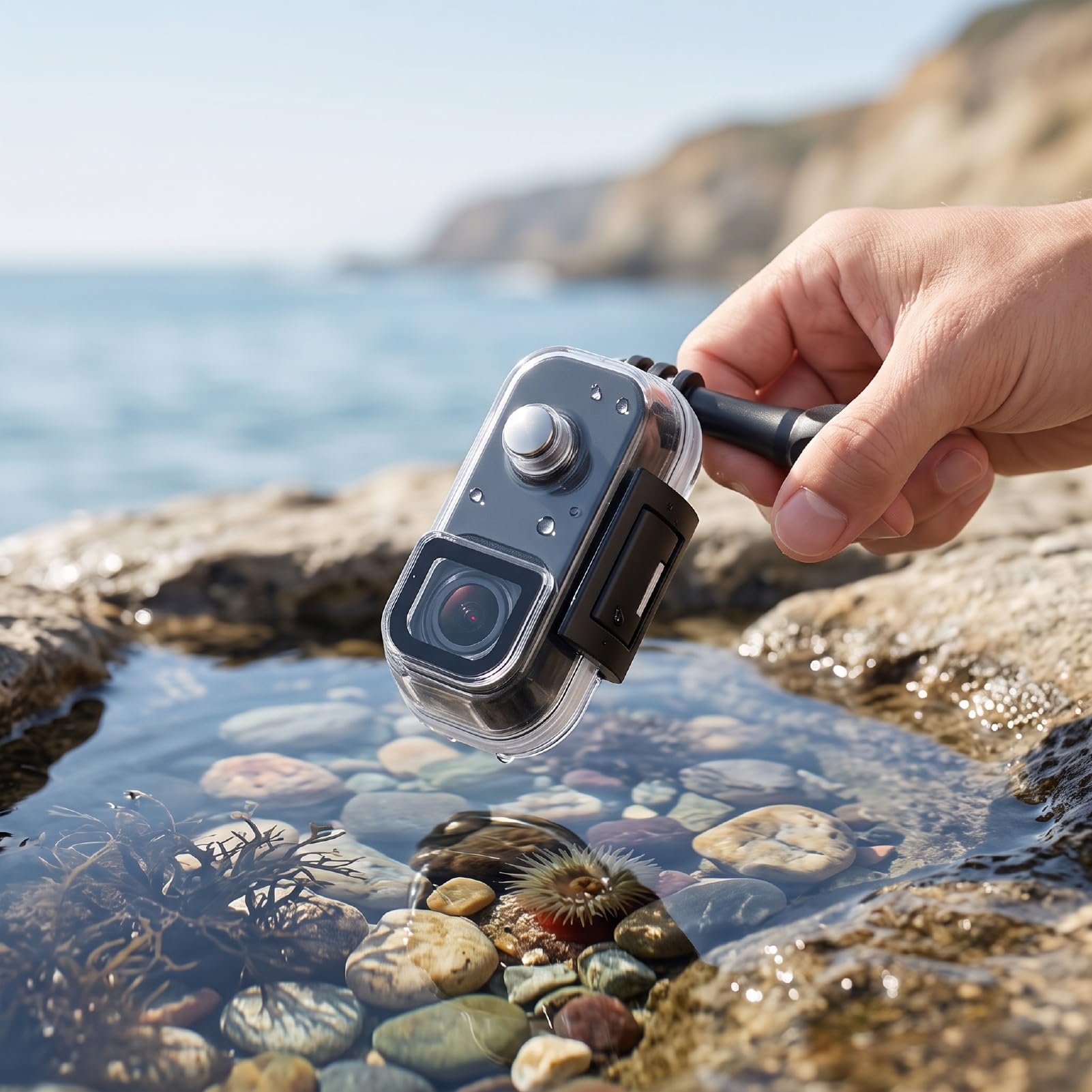 Sxhlseller Videocamera 4K Action Camera, WiFi Controllo App, 800mAh, per | Plastica Tecnica, Ideale per Vlogging Indossabile, Ciclismo, Escursionismo e viaggi. App per Smartphone, Porta Type C,