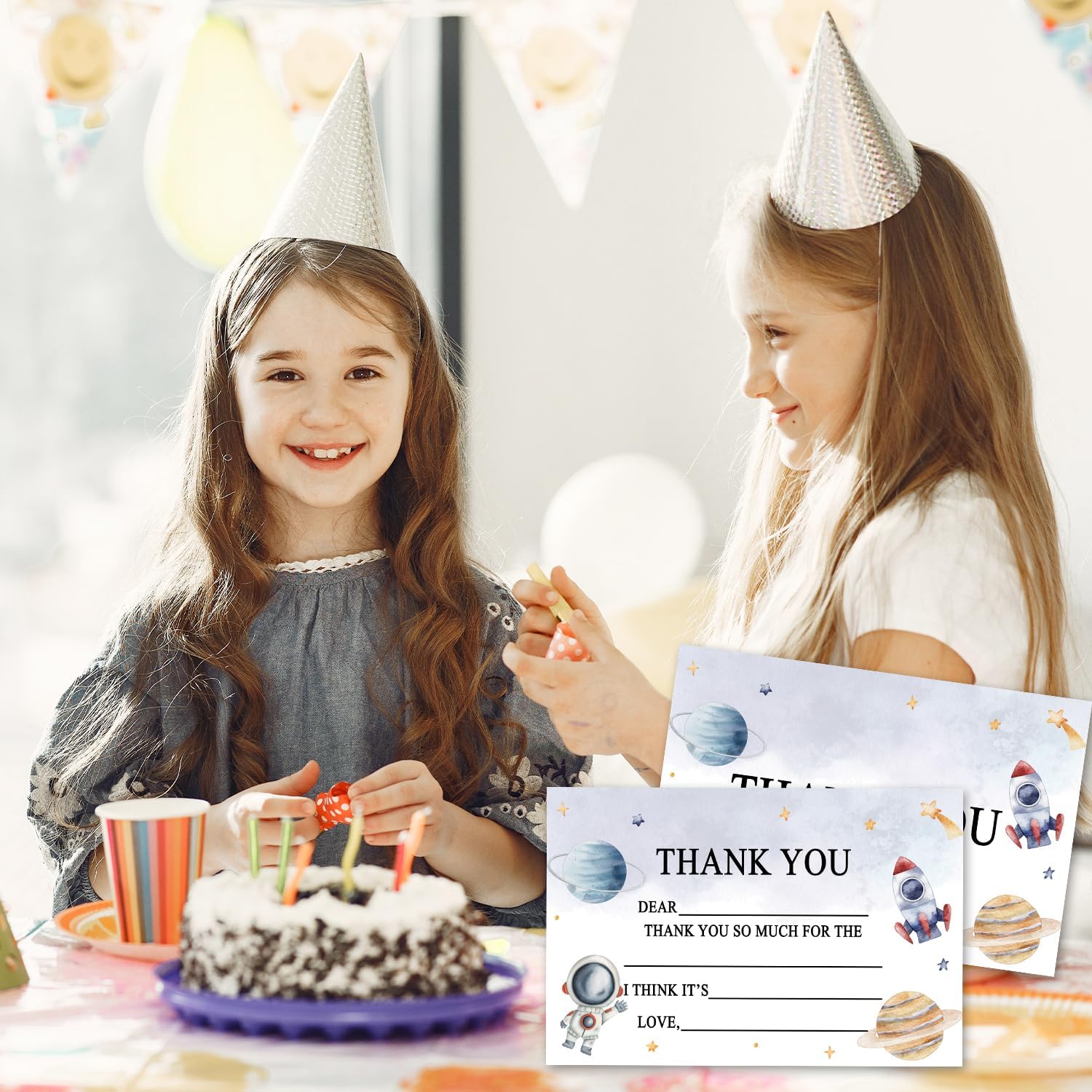Astronaut Kids Birthday Party Thank You Cards, 20 Outer Space Fill In the Blank Thank You Cards for Kids Teen, Birthday Graduation Party Thank You Notes For Boys or Girls -03 - Image 4